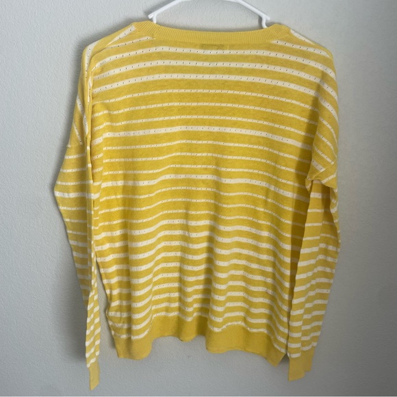 Madewell Yellow and White Striped Pullover Crewneck Studio Sweater Size Small - Picture 8 of 9